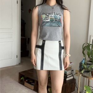 SOLD Vintage 2003 Danier white and black leather mini skirt